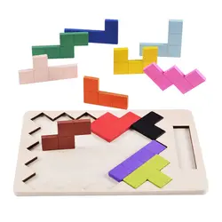 Детей, деревянные пазлы головоломка Танграм Логические головоломки деревянный тетрис игрушки детские игры доска для головоломки