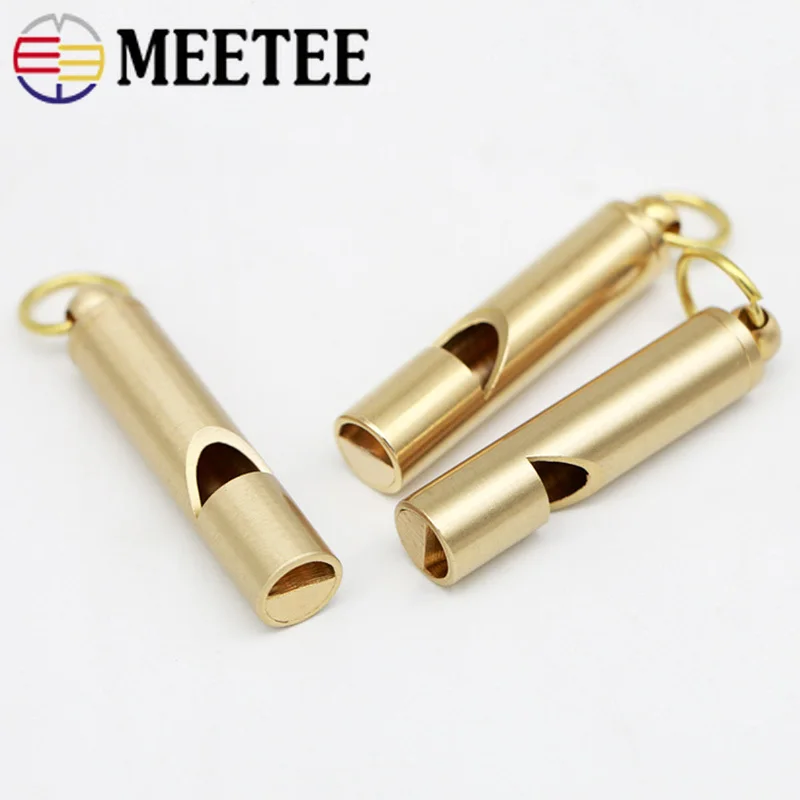 

Meetee 5pcs Retro Pure Brass Whistle Buckle Key Ring Decoration Referee DIY Outdoor Camping Survival Equipment Supplies BD438