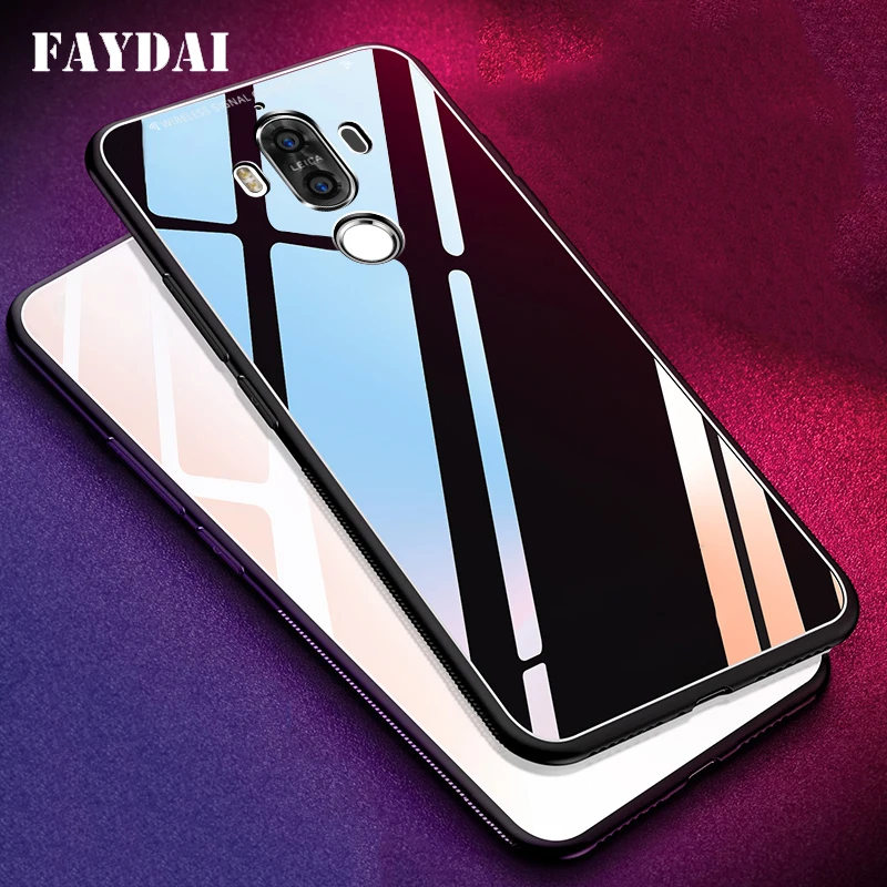 

FAYDAI For Huawei Mate 9 Case TPU Silicone Ultra Thin Plain Phone Cases Tempered Glass Case For Huawei Mate 9 Pro Cover Coque