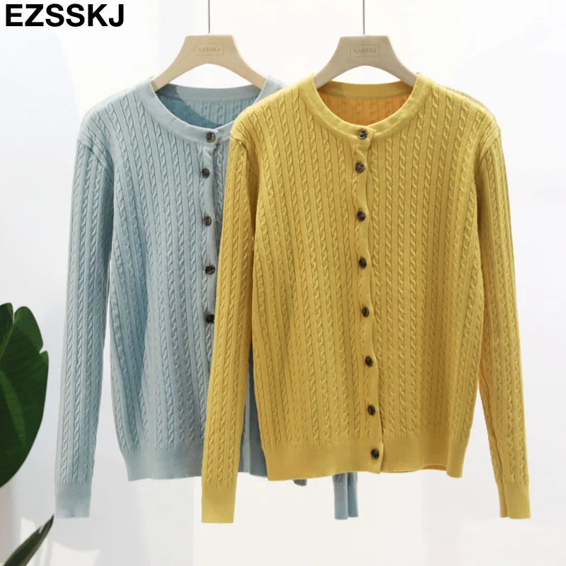 

2019 Spring casual Women Sweater Knitted Cardigan Long Sleeve V-Neck Solid Loose Sweater Cardigan Women Basic Jacket