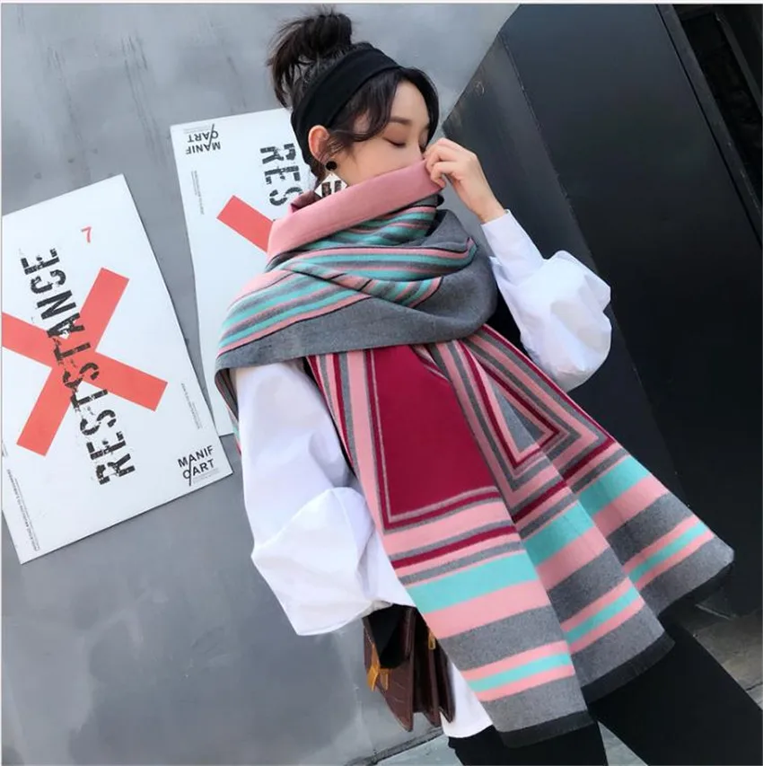 

Women Scarf Winter Autumn Woman Scarves Wrap Shawl Thick Women's Scarf Warm Cotton Cashmere Wool Blended Knit Brushed Poncho