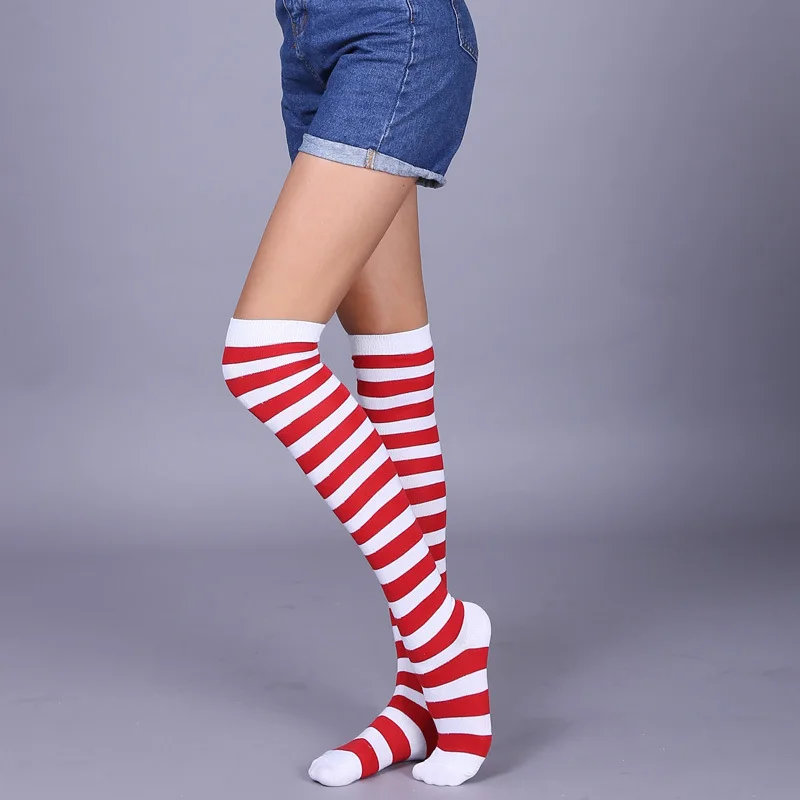 Knee Socks Girl Women Sexy Slim Striped Long Socks Autumn Christmas Halloween Easter Ball Party Costume Knee High Socks Women