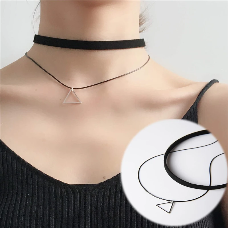 

M MISM Kroean Style Chokers Minimalist Necklace For Woman Girls Statement Triangle Multilayer Fashion Jewelry Beach Necklaces