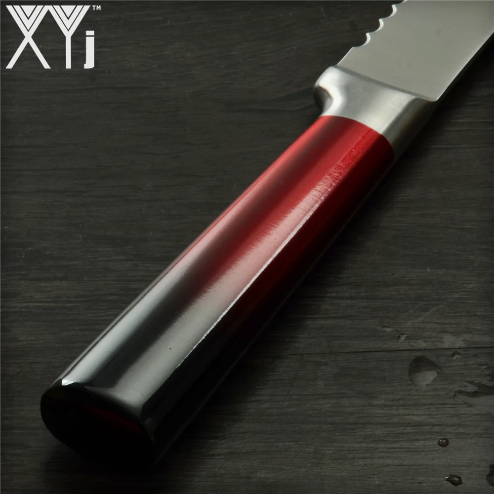 XYj набор кухонных ножей из нержавеющей стали с градиентной цветной ручкой 8 ''7'' 5 ''3,5'' нож для нарезки хлеба Santoku