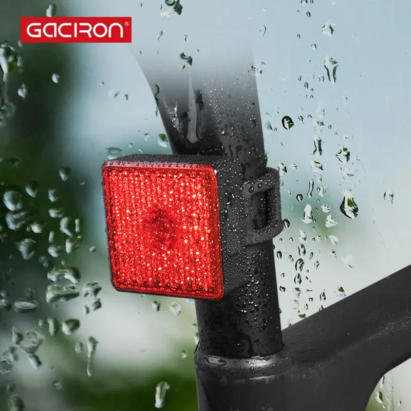 Top GACIRON W08-40A Smart Warning Tail Light Reflex IPX6 Waterproof Bicycle light USB rechargeable 40lum LED Lamp Bike Accessories 2