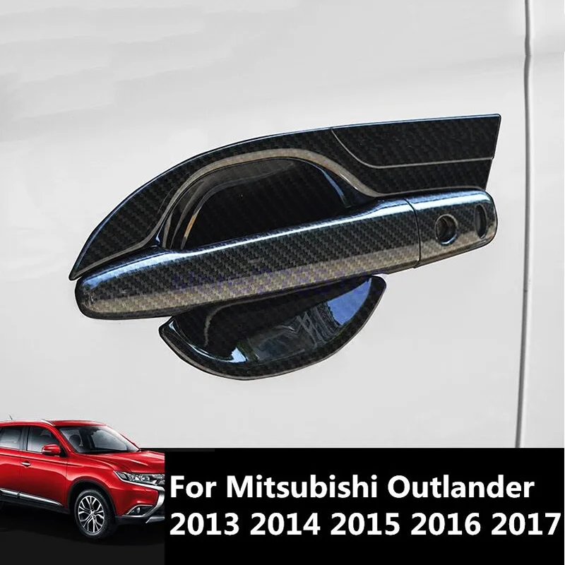 TOMEFON для Mitsubishi Outlander 2013 углеродное волокно хромированная дверная ручка Чаша крышка чашки протекторы аксессуары