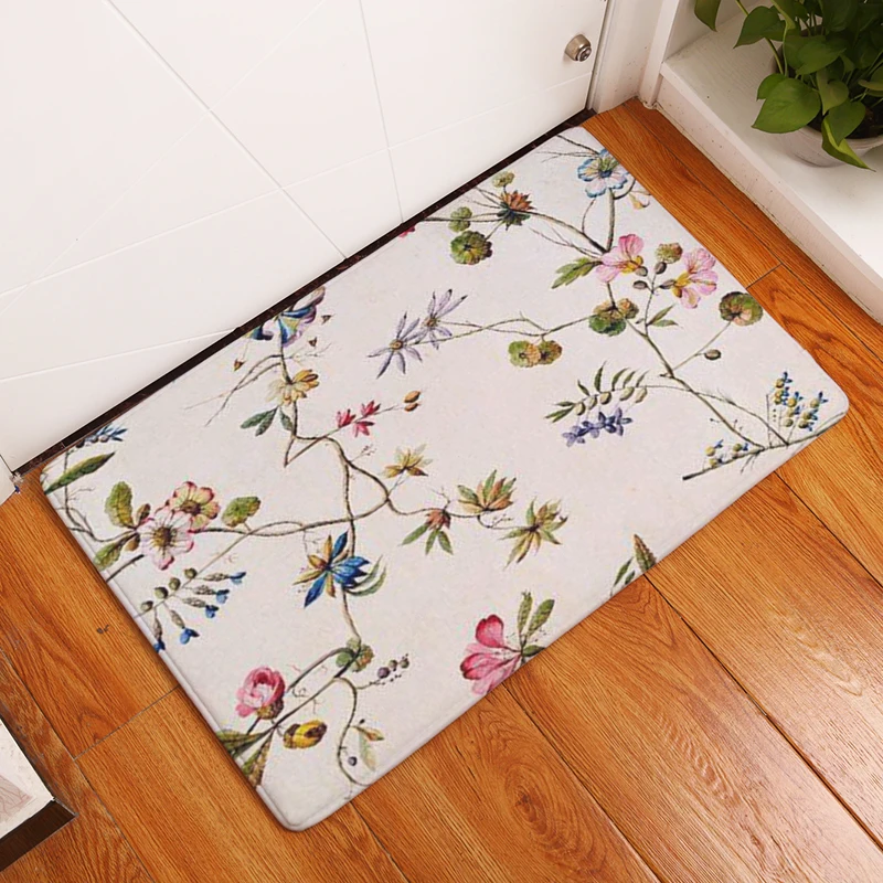  2017 Retro Style Stripe Beautiful Flower Print Carpets Anti-slip Floor Mat Outdoor Rugs Creative Fr
