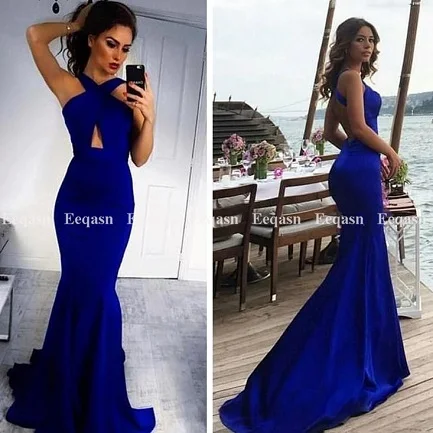royal blue Платье с юбкой годе Королевского синего цвета длинное вечернее платье с открытыми плечами африканские вечерние платья с открытой спиной ковер роскошное платье vestido de gala - Цвет: royal blue