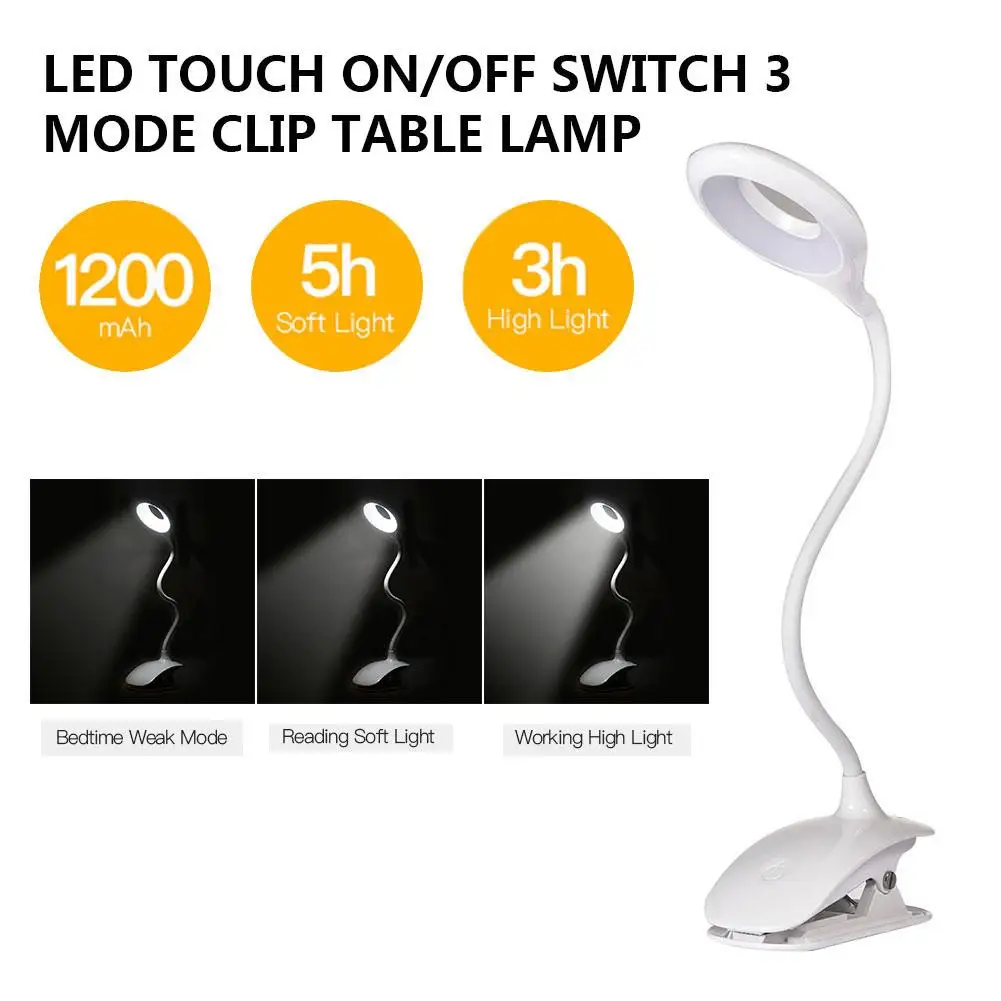 

Flexo Table Lamp Led Desk Lamp Touch Clip Study Lamps Eye Protection Desktop Usb Table Light 18650 Rechargeable Dimmer 3 Modes