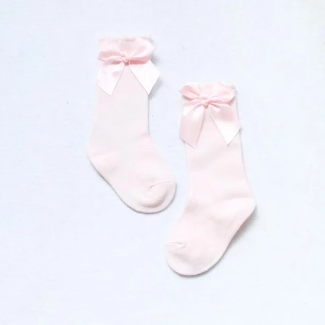 Baby Girls Socks Winter Solid Warm Knee High Socks with Bows Princess Cute Long Tube Kids
