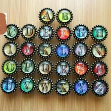 creative retro letter knob bronze glass A B C D E F G H I J K L M N O P Q R S T U V W X Y Z can says drawer cabinet handle knob