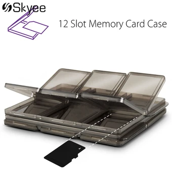 

S SKYEE Foldable 12 SIM/Micro SD/TF/XD Memory Card Storage Case Box Holder Carrying Protector Coffee 90x74x11mm