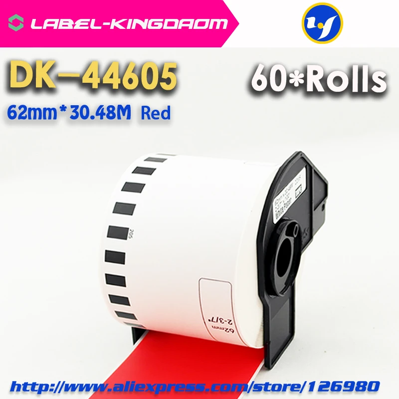 

60 Rolls Generic Brother DK-44605 Label 62mm*30.48M Red Color Compatible for Brother QL-570/700 All Includ With Plastic Holder
