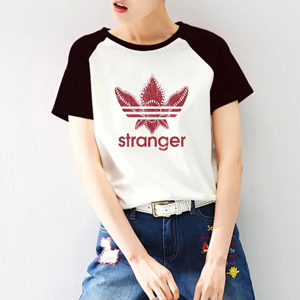 

2019 Summer Womens Raglan Short Sleeve Stranger Things T Shirt Women Clothes Letter Print thing Tshirt Harajuku Tees
