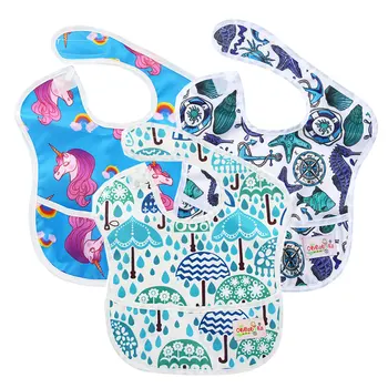 

Ohbabyka 3 Pack Baby Bibs Cute Cartoon Pattern Toddler Baby Waterproof Clothes Baby Feeding Washable Newborn Burp Cloth 6-24 M