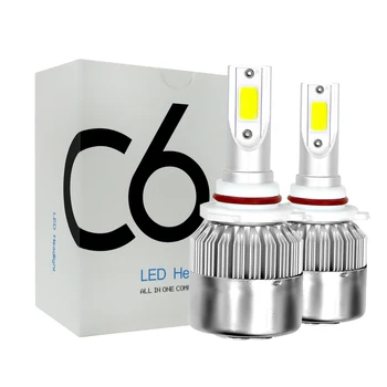 

2 X 9005/H10/HB3 C6 LED Car Headlight Bulb 36W 3600LM 9V-36V 6000K Cold White IP68 Waterproof 200M Light Range 360 Degrees Beam