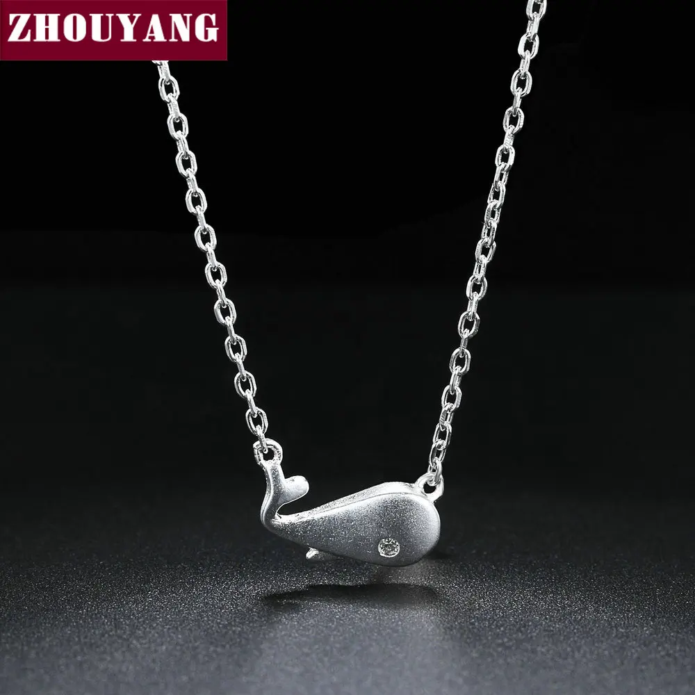 S925 Pendant Necklace For Women Simple Style Fish Whale Shaped 925 Sterling Silver Fashion Jewelry Wedding NY049 ZHOUYANG
