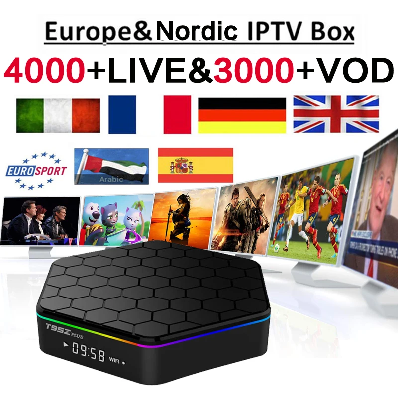 

One Year Best French IPTV Box Android TV Box with 4000+ Channels IP TV Europe France Arabic Africa Nordic football Smart Box
