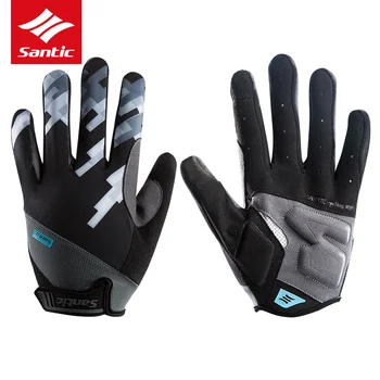 

New Santic Shockproof Men Cycling Gloves Gel Padded Full Finger MTB Road Bike Gloves Touch Screen Sport Gloves Bicycle Equipment