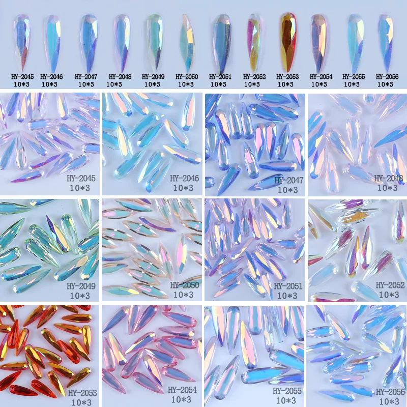 № 1-№ 31) ногтей Стразы 50 шт./упак. плоской формы удлиненные слеза прямоугольник Стекло пламени Стекло ногтей svarovski