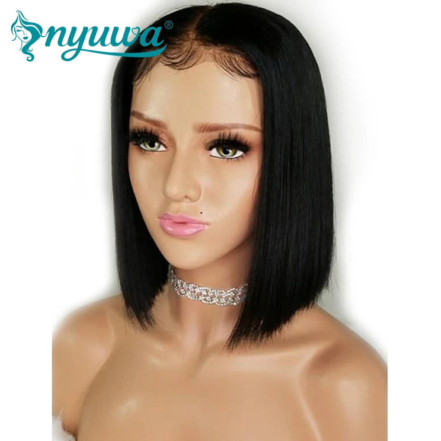 NYUWA Short 360 Lace Frontal Wigs With Baby Hair Natural Black Pre