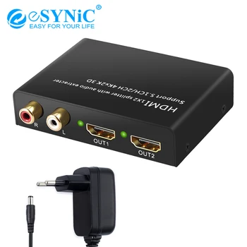 

eSYNiC 4K HDMI Audio Extractor 2 Way HDMI Splitter Optical SPDIF Toslink Converter DAC Digital to Analog Stereo R/L Extractor