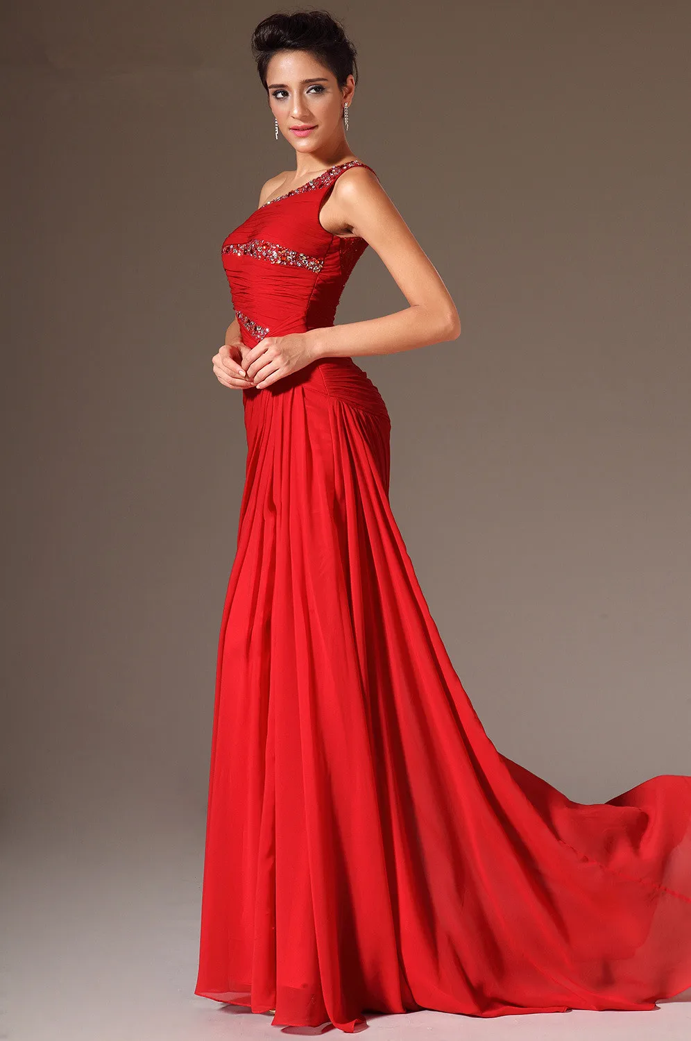 Freeshipping-New-A-line-One-Shoulder-Red-Pageant-Dress-Evening-Dresses (1)