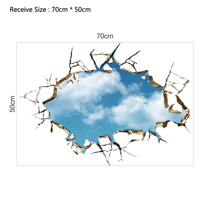 Разбитое отверстие 3D голубое небо облако настенные наклейки для гостиной декоративные наклейки для спальни пейзаж накладные окна домашний Декор наклейки