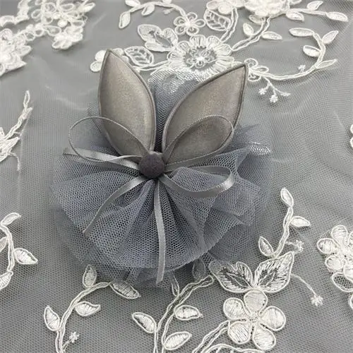 Grey color 12 шт./лот Одежда высшего качества детская кроличьи уши шпилька модный Обувь для девочек cartoonclip бантом из ленты шар шерсть марлю, заколки Тюль зажим для волос - Цвет: Grey color
