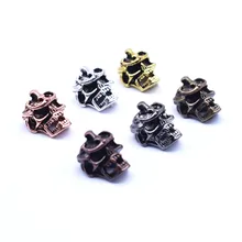 

Wholesale 10 pcs/ lot Punk Style Alloy Skull Charm fit Bracelets DIY Beads for Jewelry Making Skeleton Components Accessories