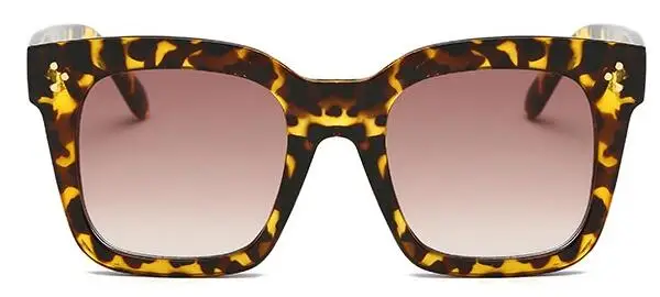 Leoopard Ким солнечные очки в стиле Кардашьян леди плоский верх очки Lunette Femme женские роскошные брендовые Солнцезащитные очки женские заклепки солнцезащитные очки UV400 - Цвет линз: Leoopard