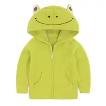2-6Y Spring Winter Boys And Girls Cardigan Coat Jacket Solid Character Hooded Kids Clothings Children Fleece Outwear KW-1635-1