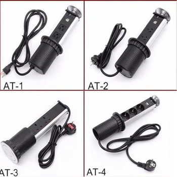 

2019 Pop Up Electrical Power Outlet Socket Kitchen Desk Worktop 2 USB & 3 Plugs New free shipping