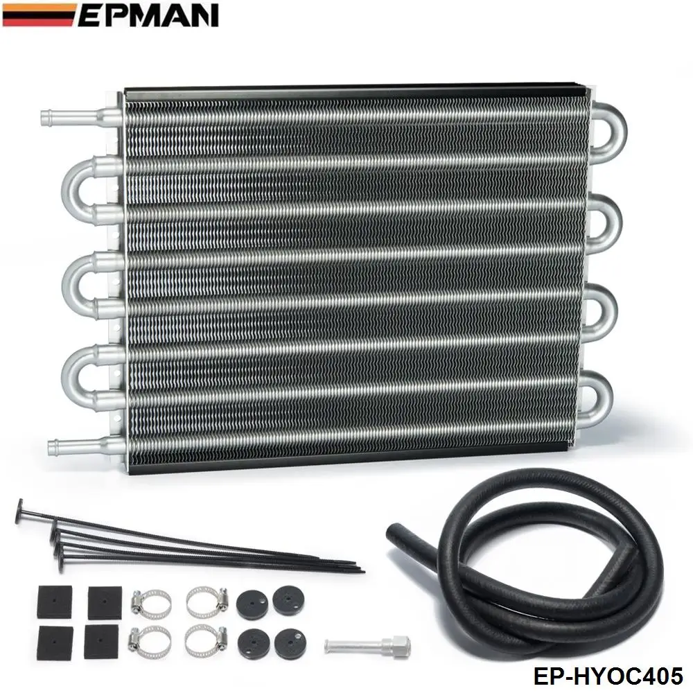 EPMAN -Universal 8 Row Aluminum Remote Transmission Oil Cooler Auto Manual Radiator Converter EP-HYOC405
