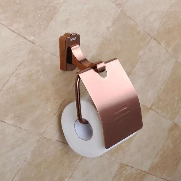 High end bathroom accessories space aluminum shiny brown roll holder