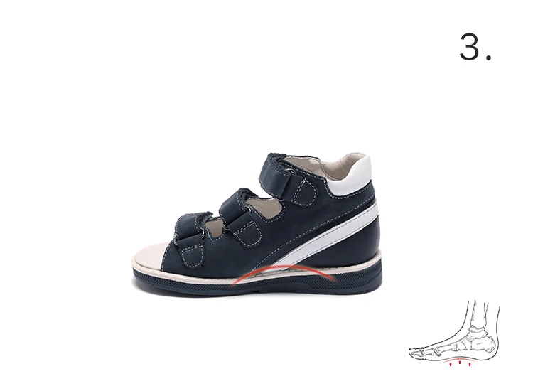 PRINCEPARD/сандалии из натуральной кожи темно-синего цвета для мальчиков; ортопедическая обувь для детей; ортопедические сандалии