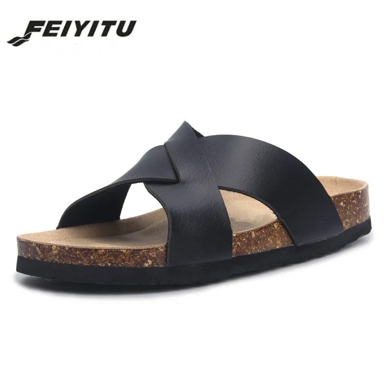 Skup FeiYiTu 2019 nowych moda letnie korkowe sandały kobiety dorywczo plaża Slip On slajdy buty krzyż sandały płaskie z Plus rozmiar 35 43