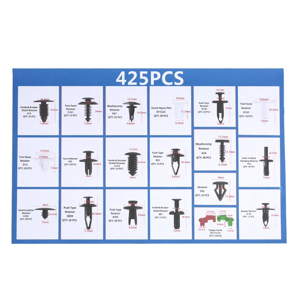 460 шт. крепежные детали набор инструмент для удаления обрезки фиксирующая заклепка автомобиля толкатель Панель Тела литьевые зажимы для GM FORD Toyota Honda Chrysler