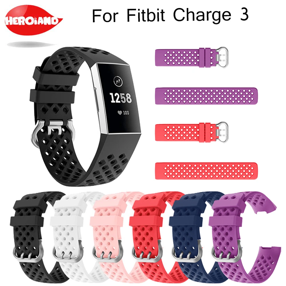 Силиконовый браслет ремешок для Fitbit Charge 3 фитнес трекер умные часы спортивные