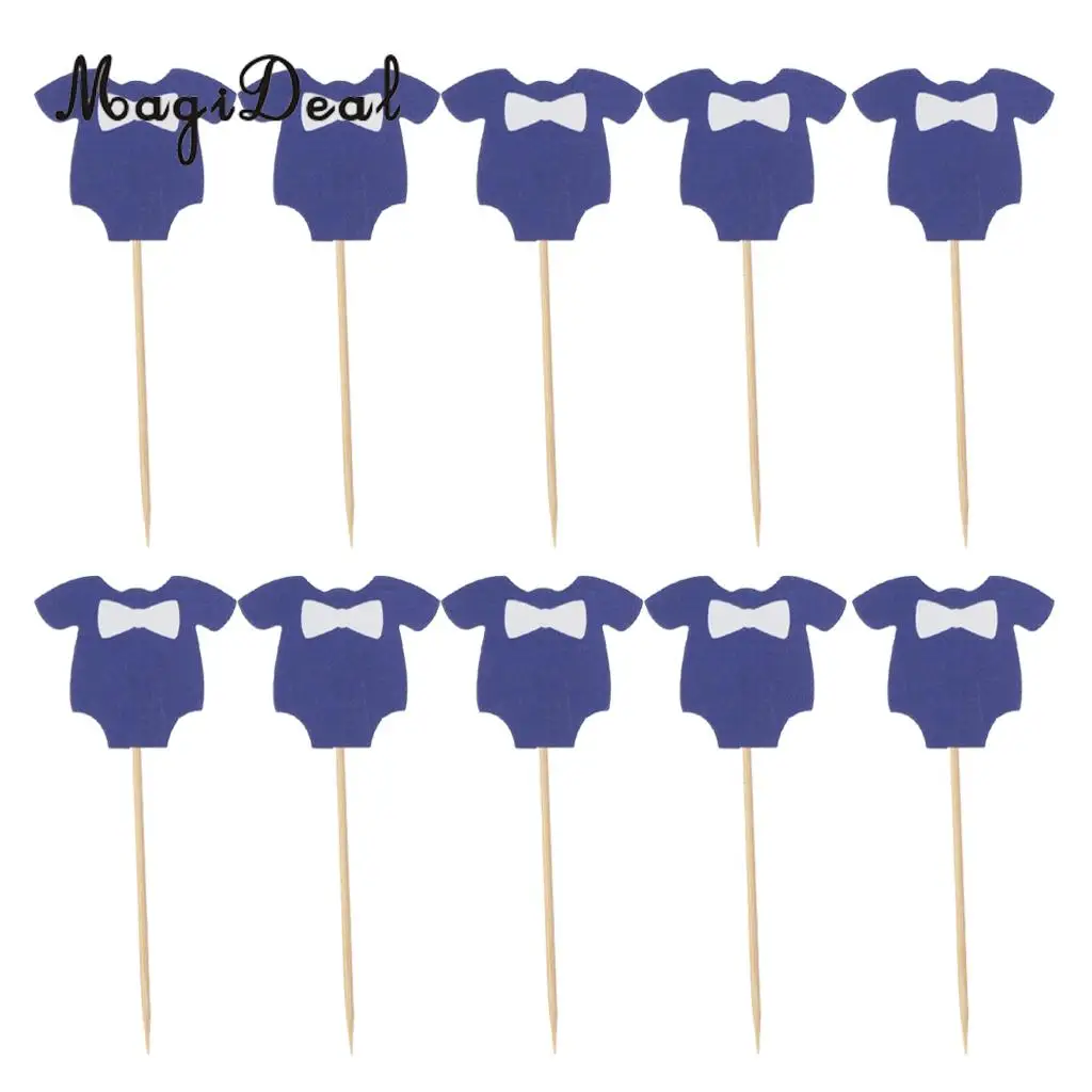 MagiDeal 10 Pcs/Lot Baby Clothes Cupcake Topper Cake Picks Kids Boy Girls Baby Shower Birthday Party Cake Decoration