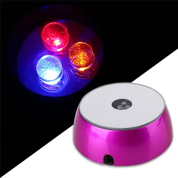 

3 LED Colorful Luminous Base Light Round Stand Holder For Cocktail Crystal Glass Transparent Objects Display Random Color