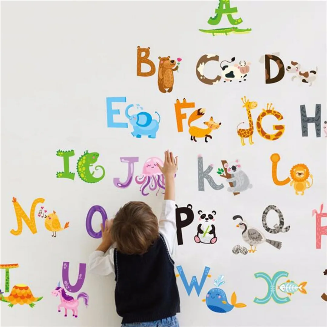 Removable Animal Alphabets Wall Stickers Kids Room Nursery Decor Decal Mural Newest 218
