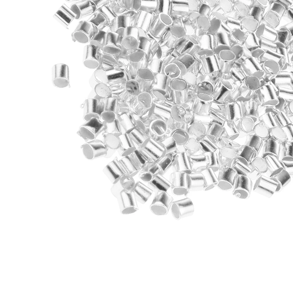 Lot 1200pcs 1.5mm Tube Crimp End Spacer Beads Cord Jewelry Finding DIY