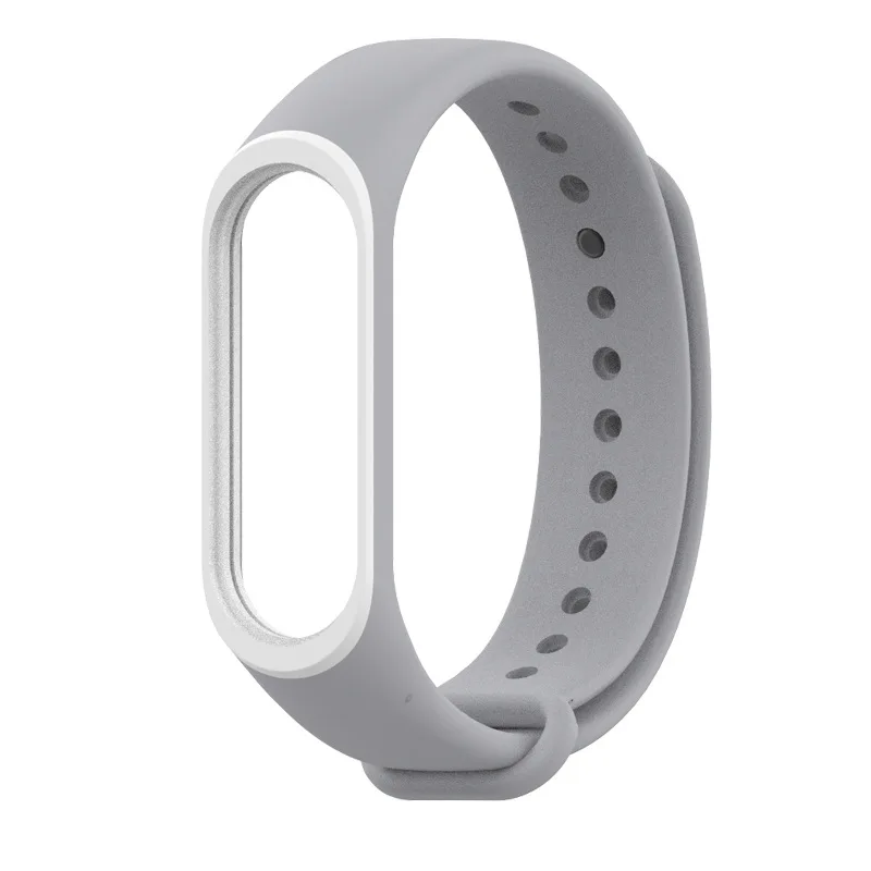 Mi Band 4 3 Sports Dual Pure Color Silicone Wrist Band Strap for xiaomi mi band 4 3 Replacement bracelet Miband 4 3 Straps - Цвет: gray white