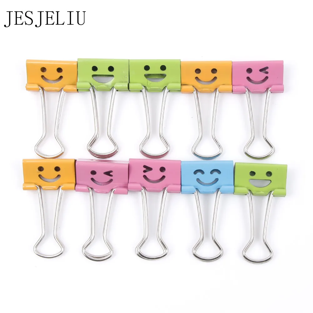 

10PCS Common Smile Cute Binder Clips For Home Office Books File Paper Organizer 19mm(w)*37mm(L)
