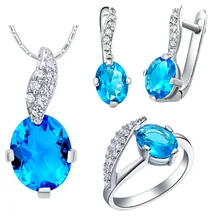 Plated NEW set of 925 Sterling Silver custom made pendant ear ring set with micro insert