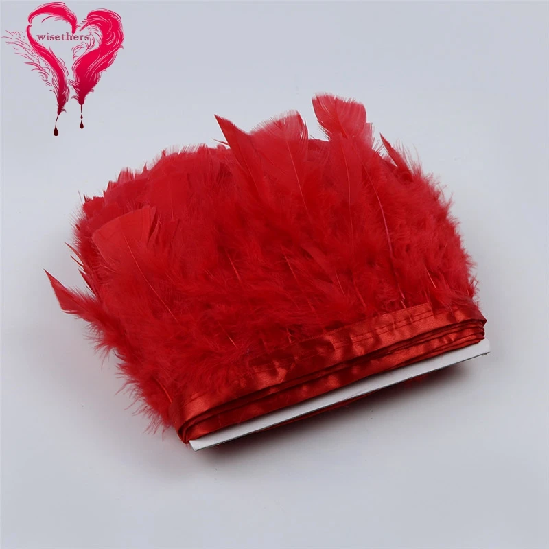 2 red turkey feather trims 3
