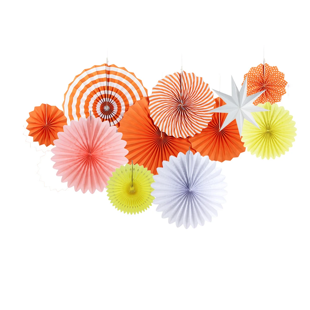11pcs Paper Fan Rosette Set Paper Star Photo Backd...