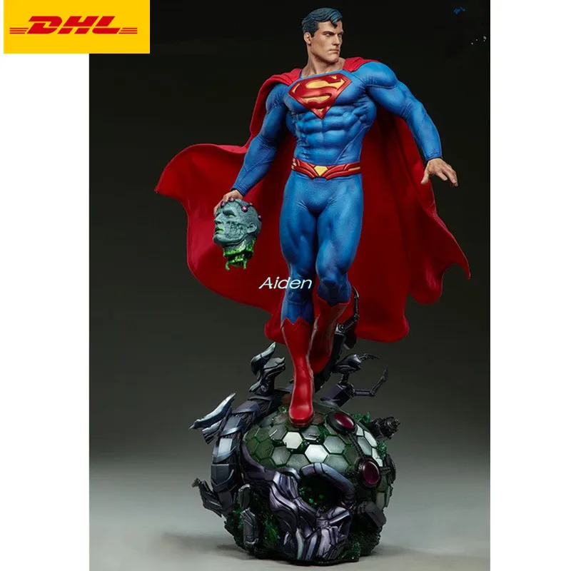 Cheap 26\ Justice League Statue Superhero Bust Superman Kal-El Full-Length Portrait PF Clark Kent GK Action Figure Toy BOX 66CM B1007