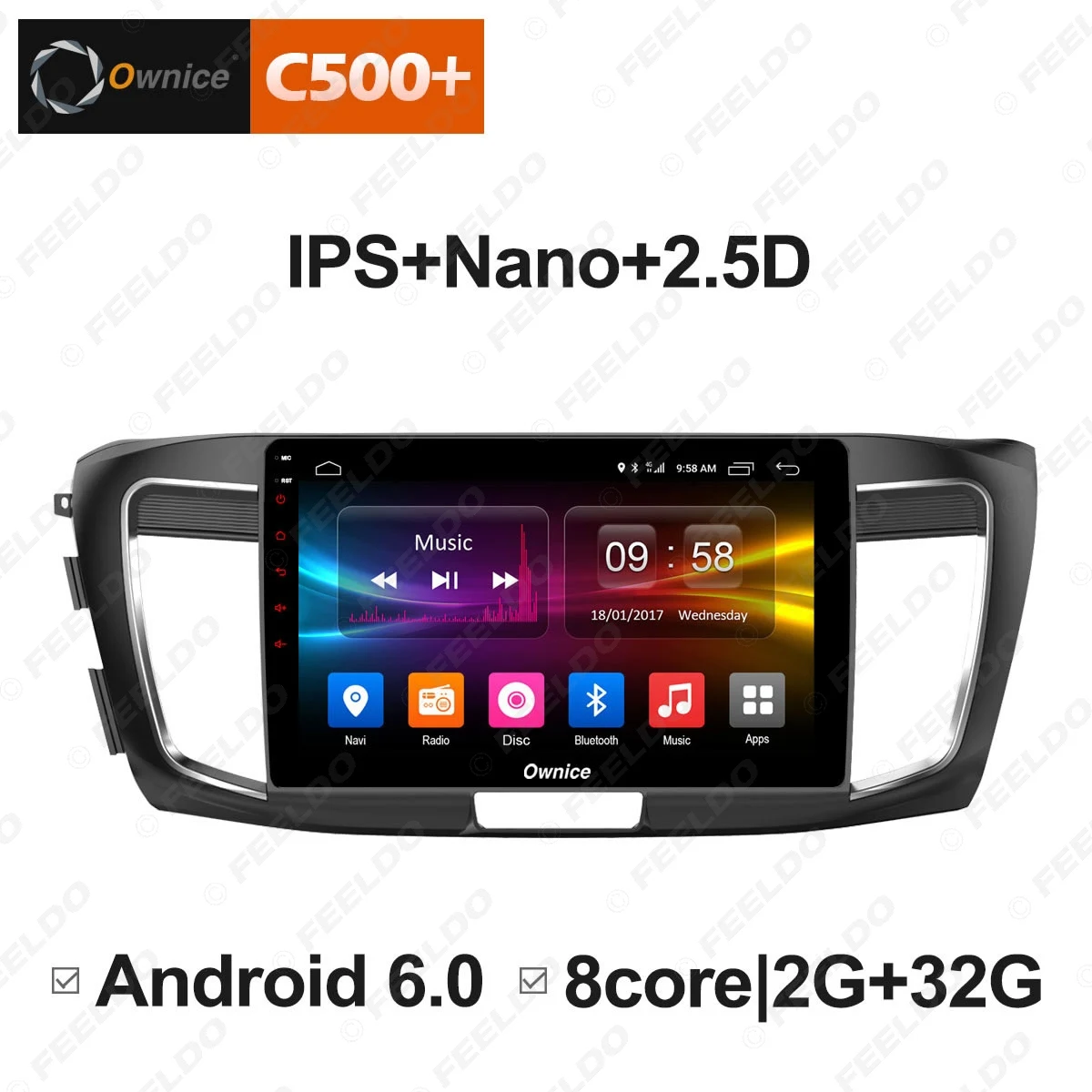 Discount FEELDO  10.1" 2.5D Nano IPS Screen Android 6.0 Octa Core/DDR3 2G/32G/4G LTE Car Media Player  For Accord 2014-2016 (Accord 9) 2